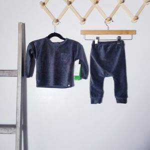 NWT MODERN MOMENTS GERBER SOFT CORDUROY OUTFIT DARK GRAY SIZE 12 MONTHS